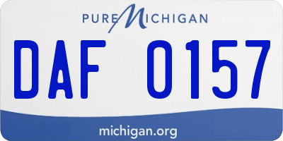MI license plate DAF0157