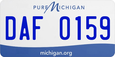 MI license plate DAF0159