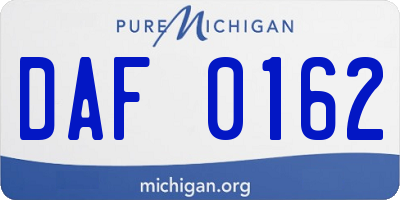 MI license plate DAF0162