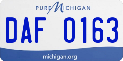 MI license plate DAF0163