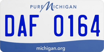 MI license plate DAF0164