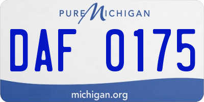 MI license plate DAF0175