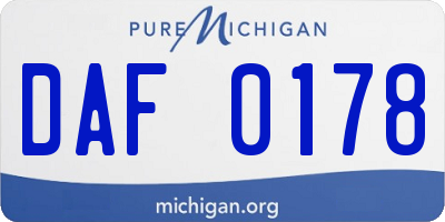 MI license plate DAF0178