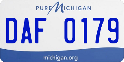 MI license plate DAF0179