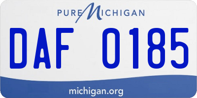 MI license plate DAF0185