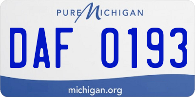 MI license plate DAF0193