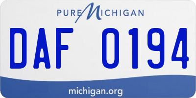 MI license plate DAF0194