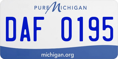 MI license plate DAF0195