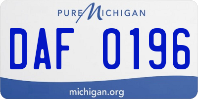 MI license plate DAF0196