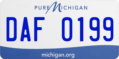 MI license plate DAF0199