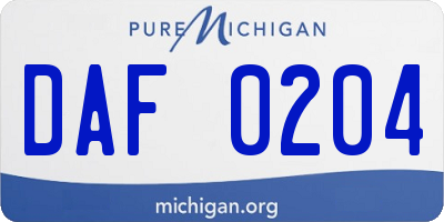 MI license plate DAF0204