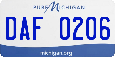 MI license plate DAF0206