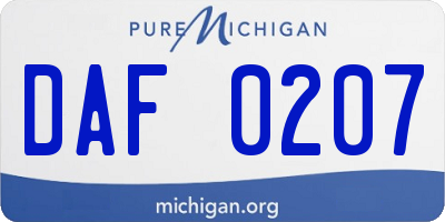 MI license plate DAF0207