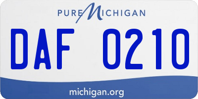 MI license plate DAF0210