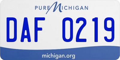 MI license plate DAF0219