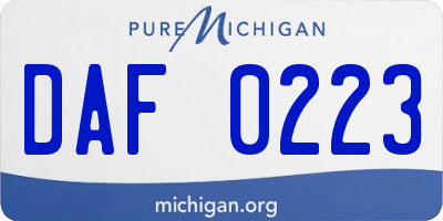 MI license plate DAF0223