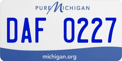 MI license plate DAF0227