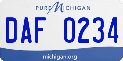 MI license plate DAF0234