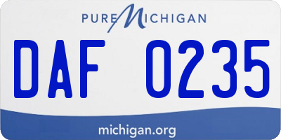 MI license plate DAF0235