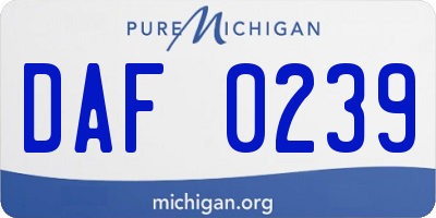 MI license plate DAF0239