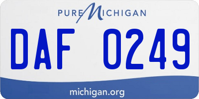 MI license plate DAF0249