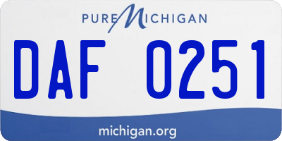 MI license plate DAF0251