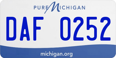 MI license plate DAF0252