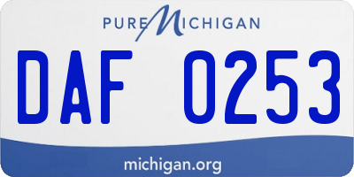 MI license plate DAF0253