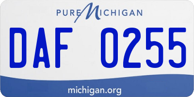 MI license plate DAF0255