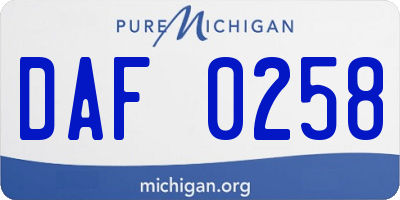 MI license plate DAF0258