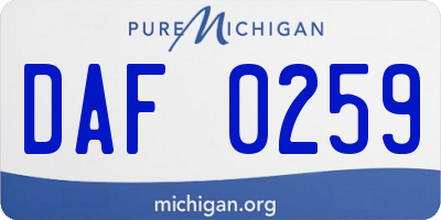 MI license plate DAF0259