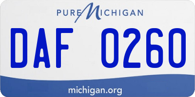 MI license plate DAF0260