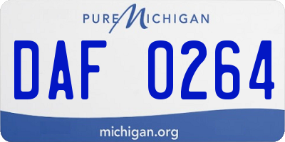 MI license plate DAF0264