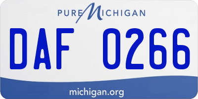 MI license plate DAF0266