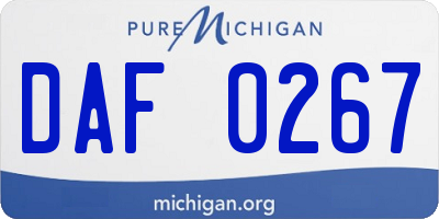 MI license plate DAF0267