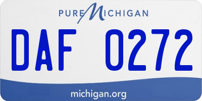 MI license plate DAF0272