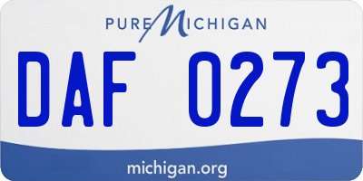 MI license plate DAF0273