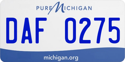 MI license plate DAF0275