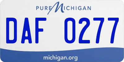 MI license plate DAF0277