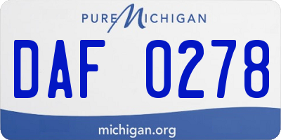 MI license plate DAF0278