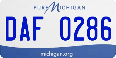 MI license plate DAF0286