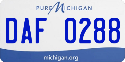 MI license plate DAF0288