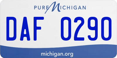 MI license plate DAF0290