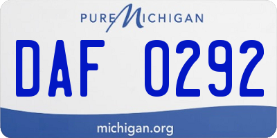 MI license plate DAF0292