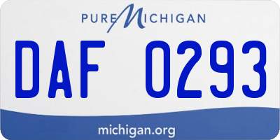 MI license plate DAF0293