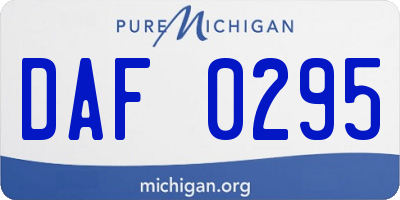 MI license plate DAF0295
