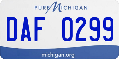 MI license plate DAF0299