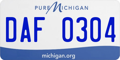 MI license plate DAF0304