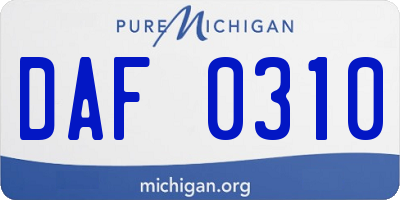 MI license plate DAF0310