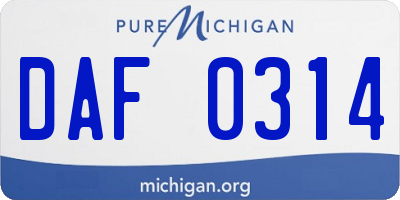 MI license plate DAF0314